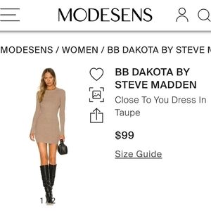 BB Dakota by Steve Madden Tan Sheath Dress Long Sleeve Mock Neck